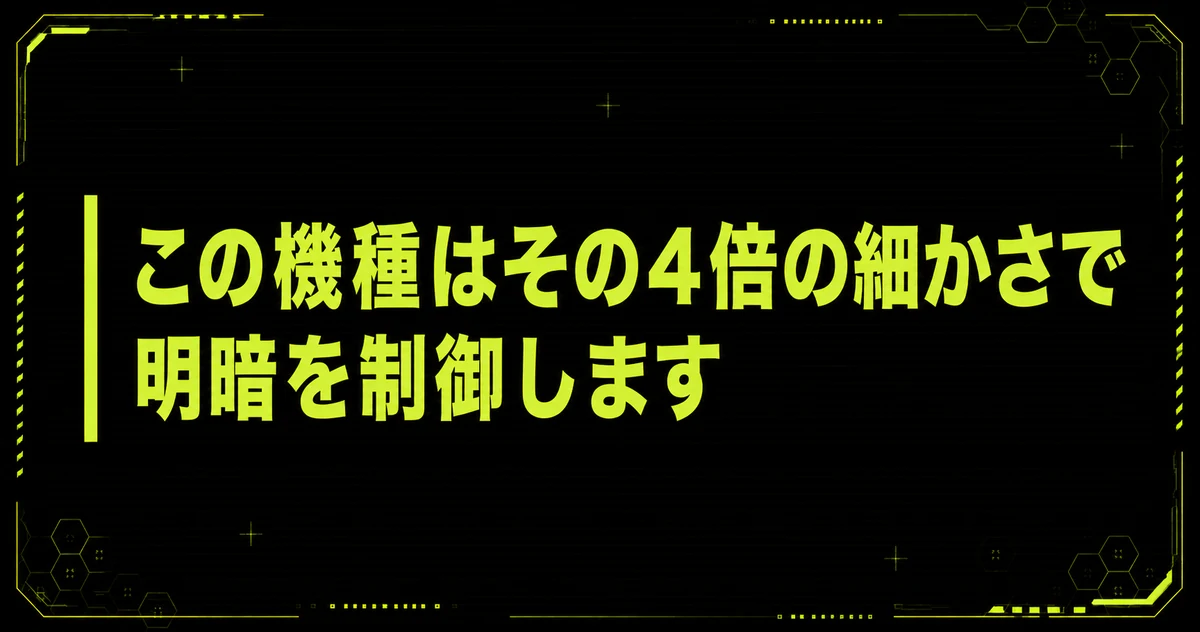 IODATA GigaCrysta S EX-GDU271JLAQDの「Mini LEDを2304ゾーンに区切る」を要点図にまとめた図。この機種はその4倍の細かさで明暗を制御しますを示している。