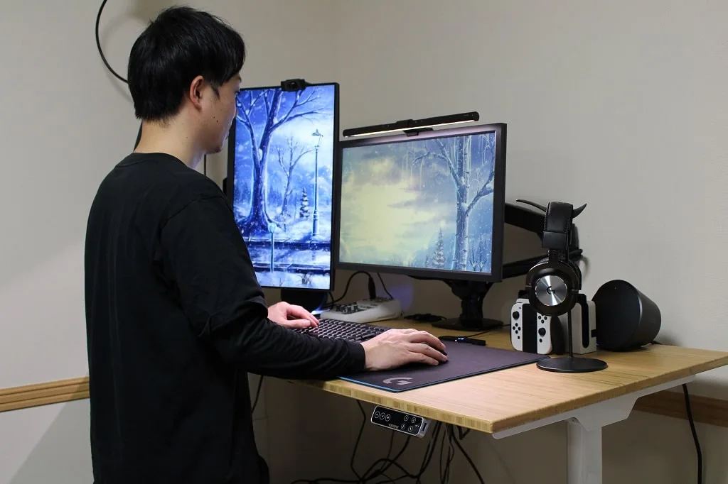 立ち姿勢に高さを上げて使う様子